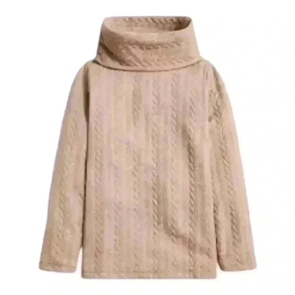 J. CREW Cable-knit cowlneck top Fits Sz Small, TRUE TO SIZE  color beige - Picture 1 of 5